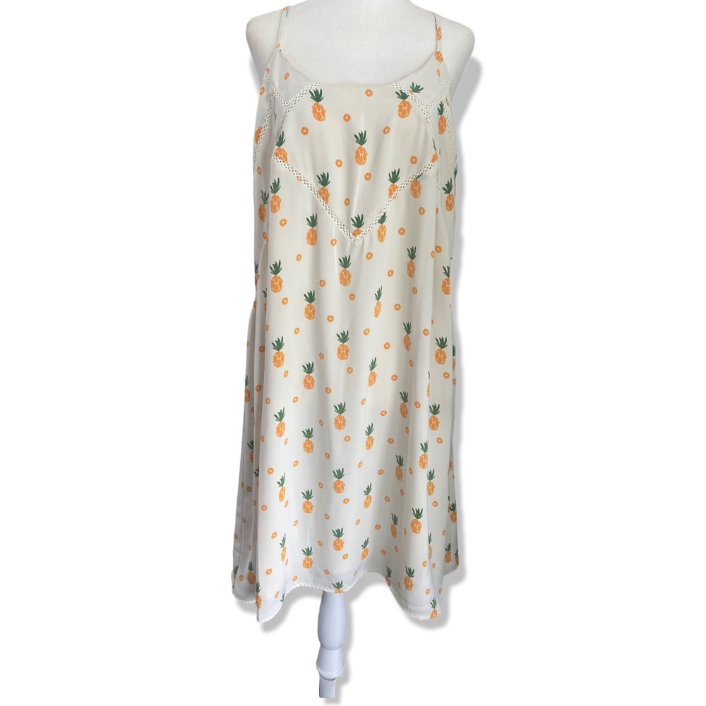 Market & Spruce Amaya cream pineapple print dress NWOT XXL